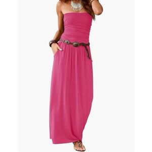 ALASTER QUEEN Pink Strapless Maxi Dress with Pockets XL NWT